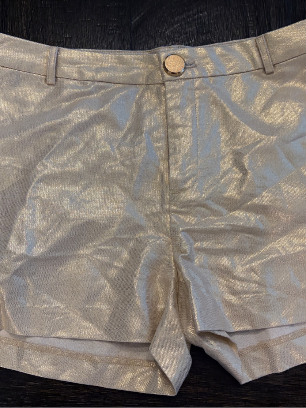 Gibson Latimer Metallic Cream High-Waist Shorts